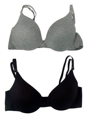 Danskin T Shirt Bras 2 Pack 34B Heather Gray Dark Plum Underwire Padded